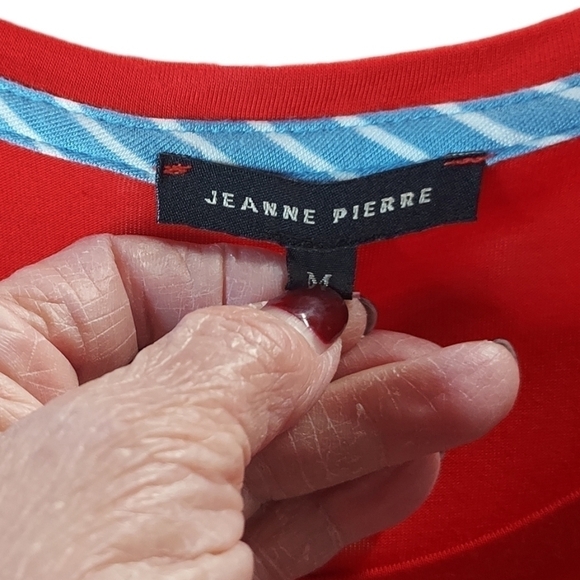 Jeanne Pierre  Red Med Long sleeve top with ruffles - Picture 3 of 10